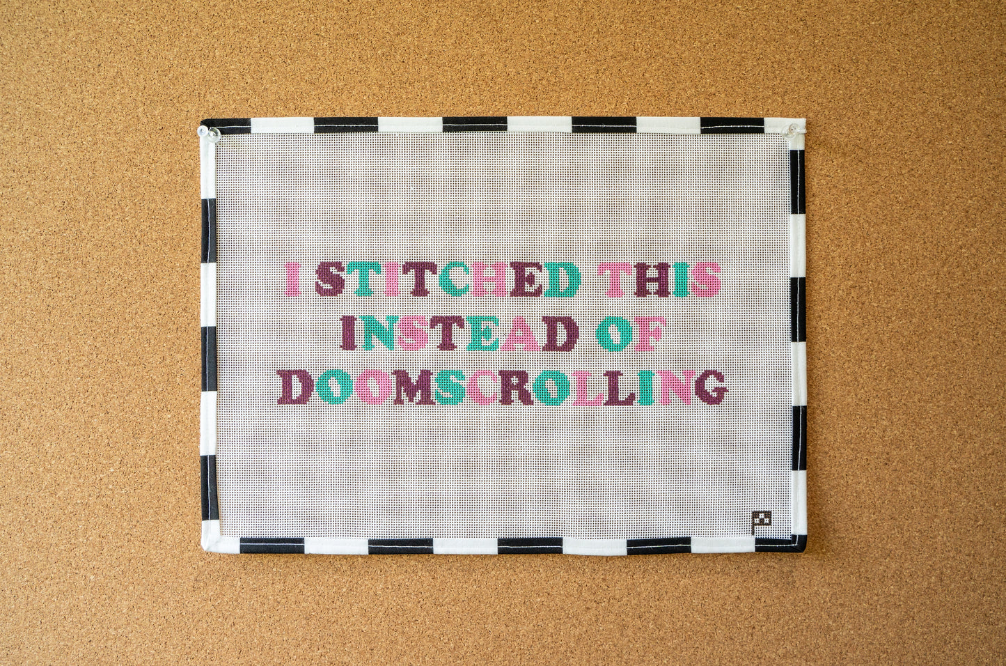 I Stitched This Instead of Doomscrolling Handpainted Needlepoint Canvas
