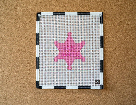 Chief Over Thinker Badge Handpainted Needlepoint Canvas