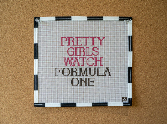 Pretty Girls Watch Formula One Handpainted Needlepoint Canvas