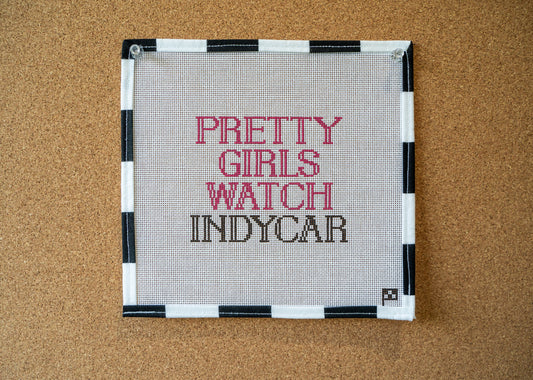 Pretty Girls Watch IndyCar Handpainted Needlepoint Canvas